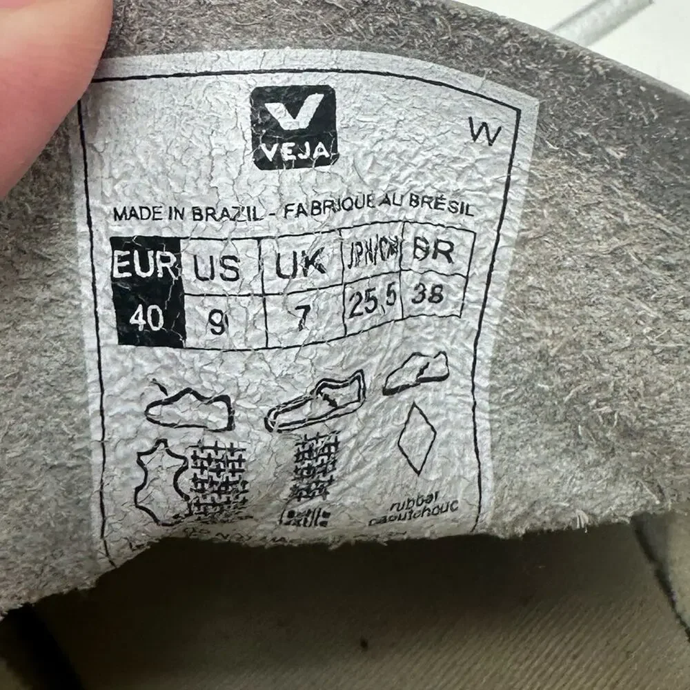 Veja V-10 Flannel Snow Black Sneakers Gray Suede Size 9 Womens Shoes